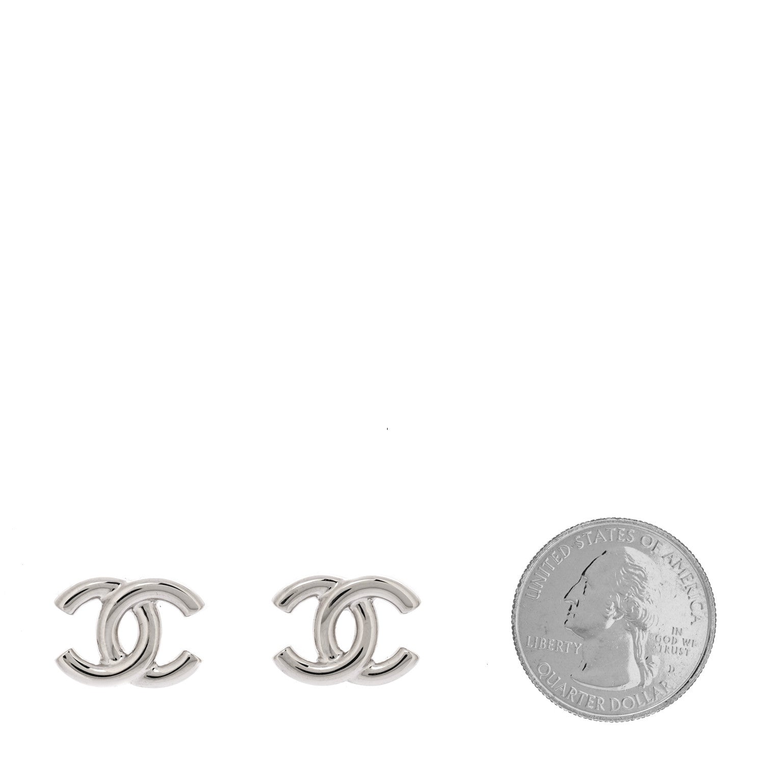Chanel Metal CC Earrings Silver Silver 2 of 5