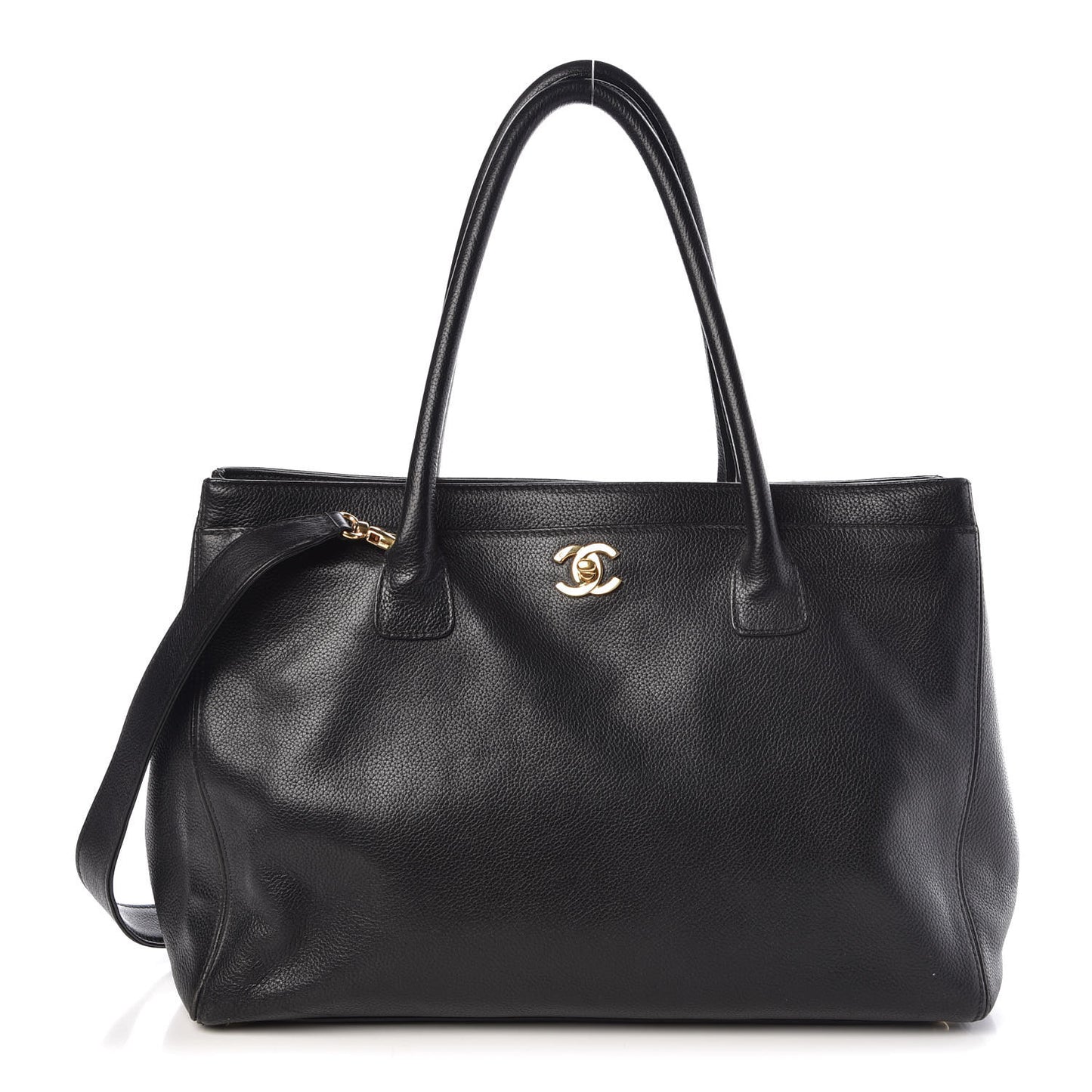 Calfskin Cerf Executive Shopper Tote Black