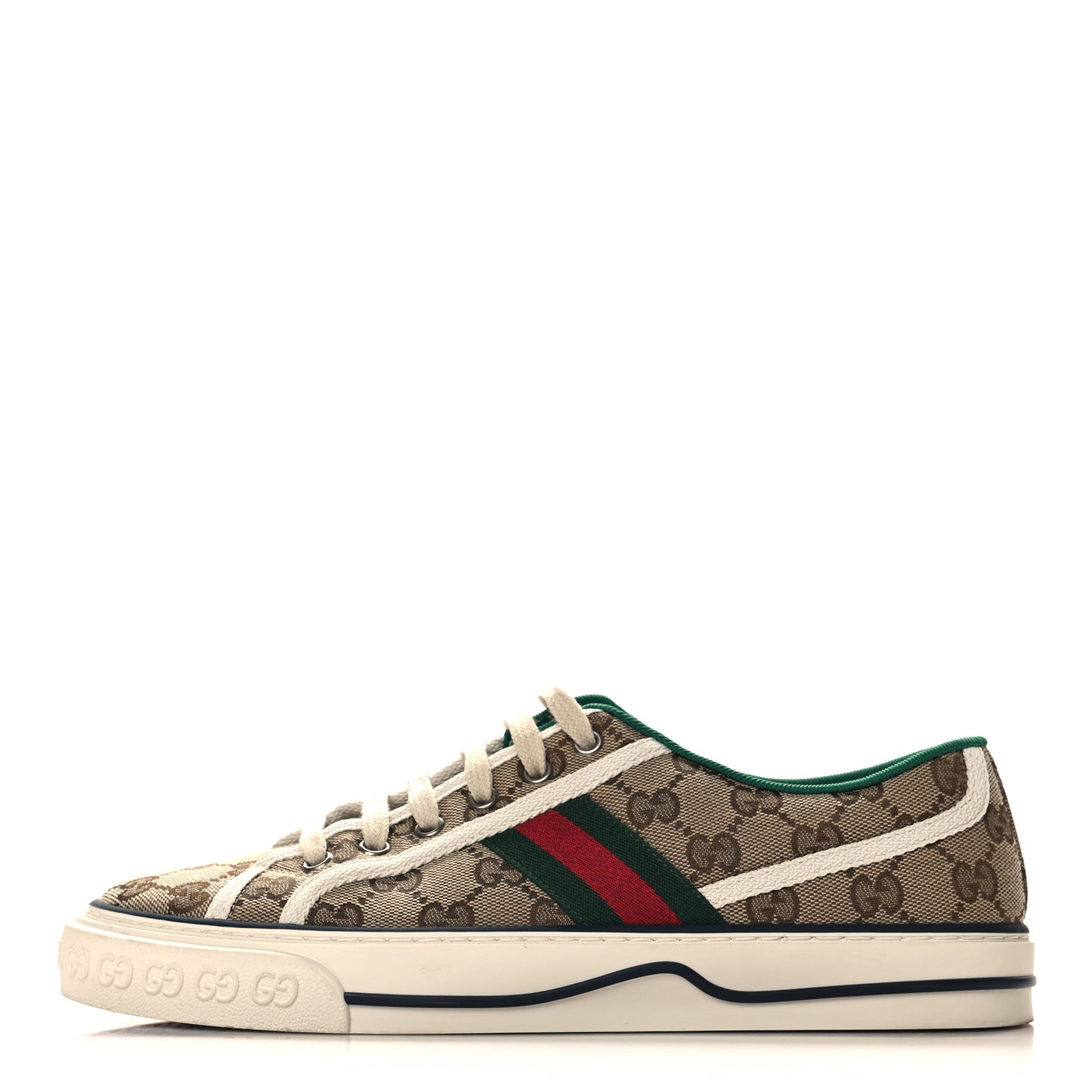 GG Monogram Web Womens 1977 Tennis Sneakers 40 Beige Ebony Mystic White