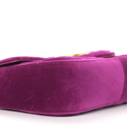 Gucci Velvet Matelasse Mini GG Marmont Shoulder Bag Fuchsia Violet Cyclamen 9 of 14