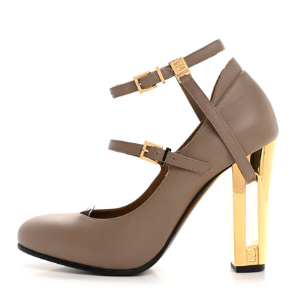 Fendi Vitello Delfina High Heel Pumps 37 Tortora 1 of 10
