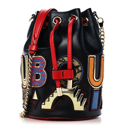 Christian Louboutin Calfskin Embroidered Alpha Marie Jane Bucket Black Multicolor 1 of 10