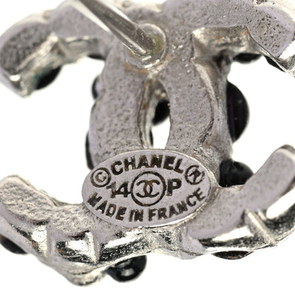 Chanel Ruthenium Studded Pearl CC Earrings Black 4 of 4