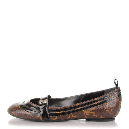 Louis Vuitton Monogram Patent Flower Field Ballerina Flats 37 Black 1 of 6