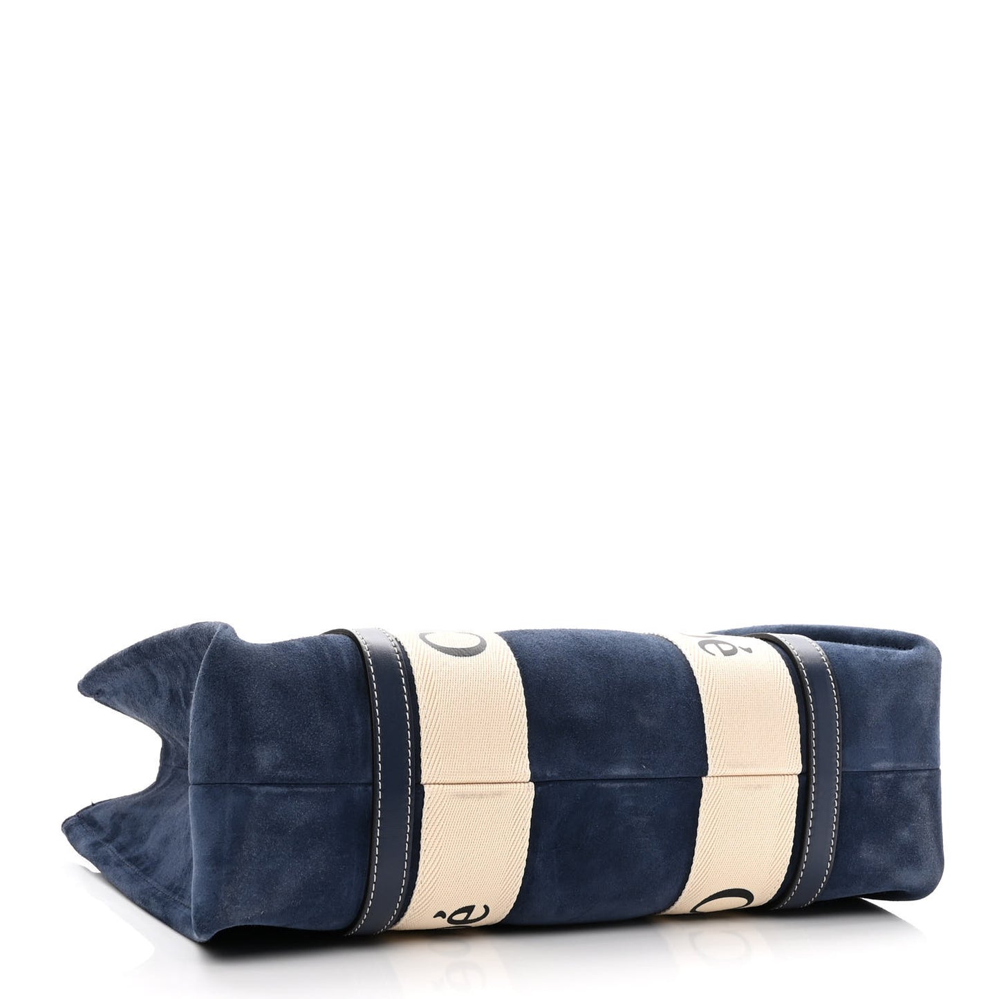 Suede Calfskin Medium Woody Ribbon Tote Navy