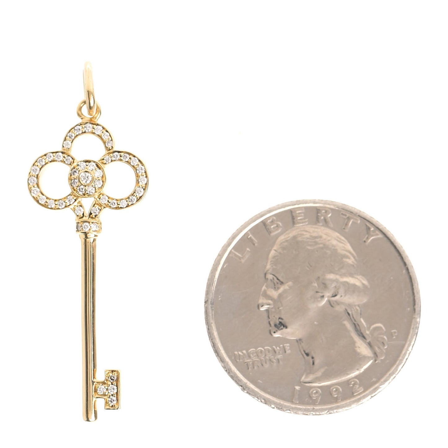 18K Yellow Gold Diamond Crown Key Pendant