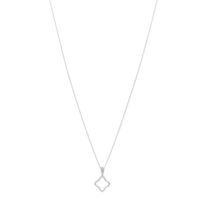 David Yurman 18K White Gold Diamond Quatrefoil Pendant Necklace 1 of 4