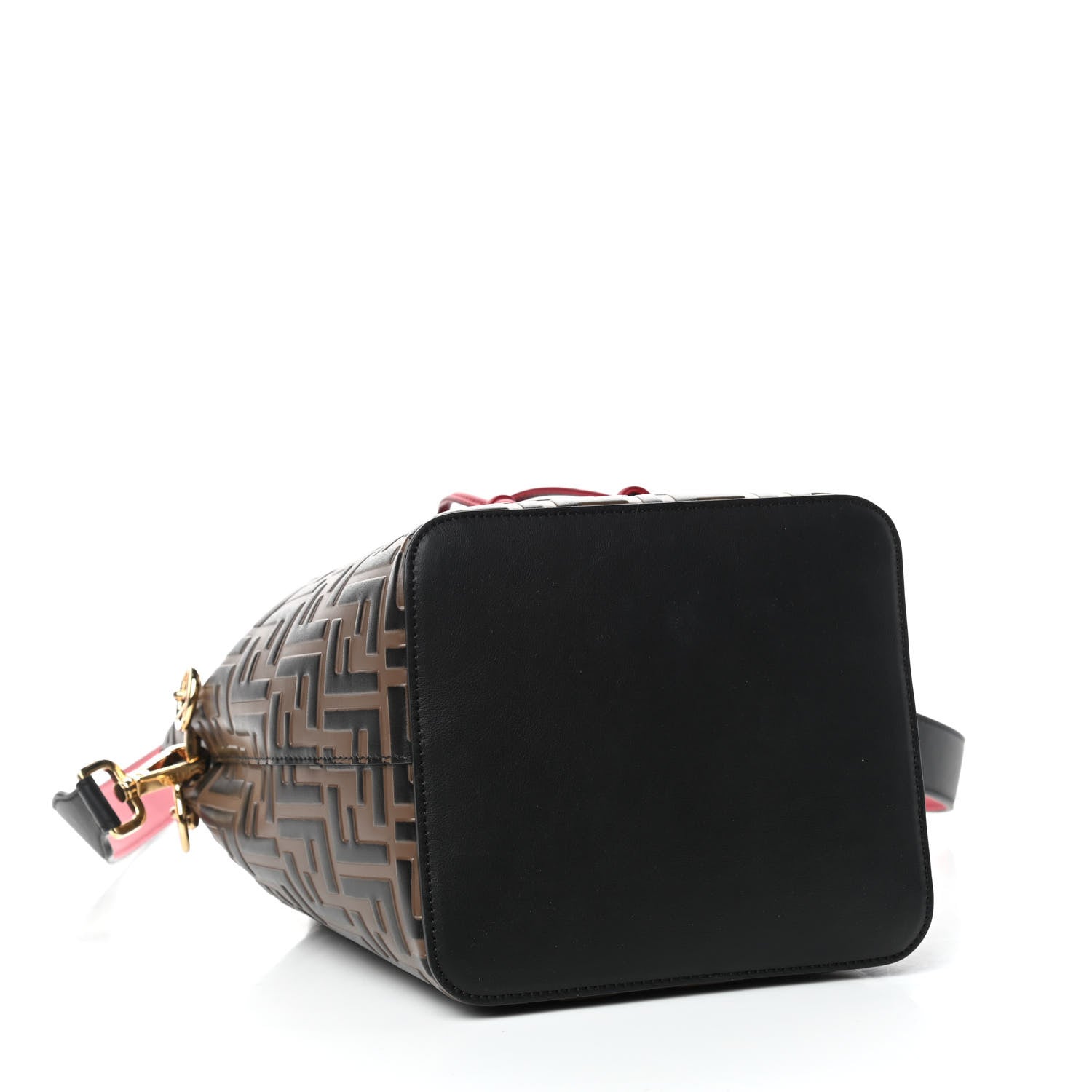 Fendi Vitello Grace F is Fendi Bi-Color FF 1974 Embossed Grande Mon Tresor Bucket Bag Maya Black Fragola 4 of 10