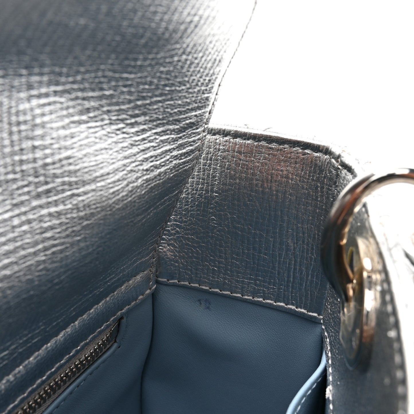 Metallic Grained Calfskin Cannage Small Lucky Badges My Lady Dior Silver