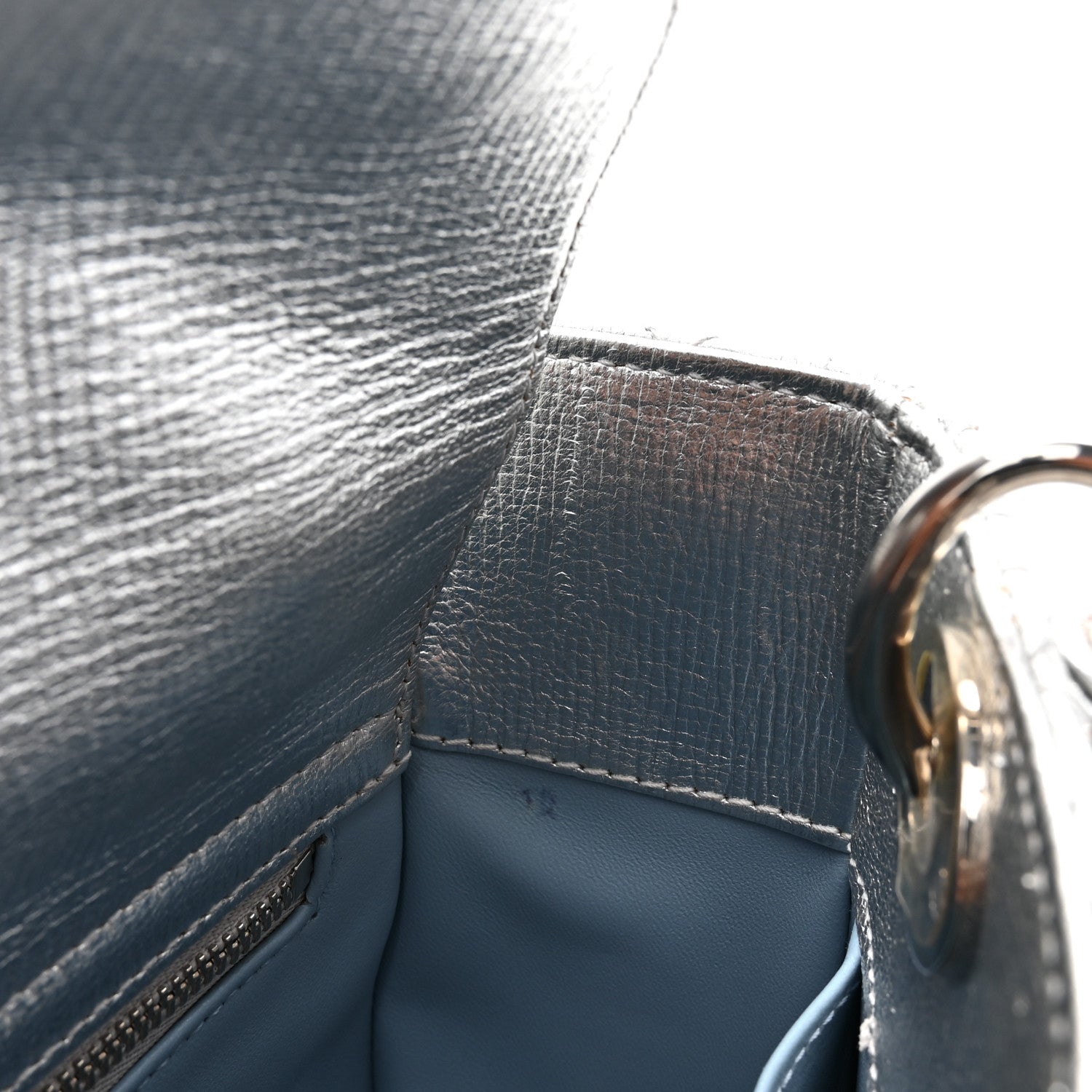 Christian Dior Metallic Grained Calfskin Cannage Small Lucky Badges My Lady Dior Silver 12 of 14