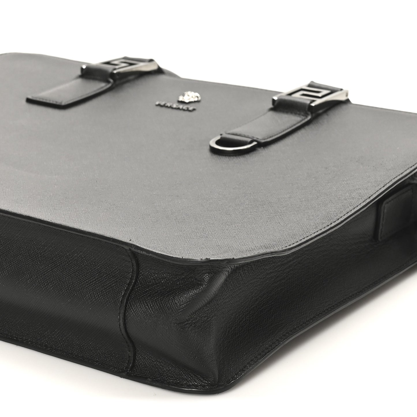 Saffiano Medusa Top Handle Briefcase Black