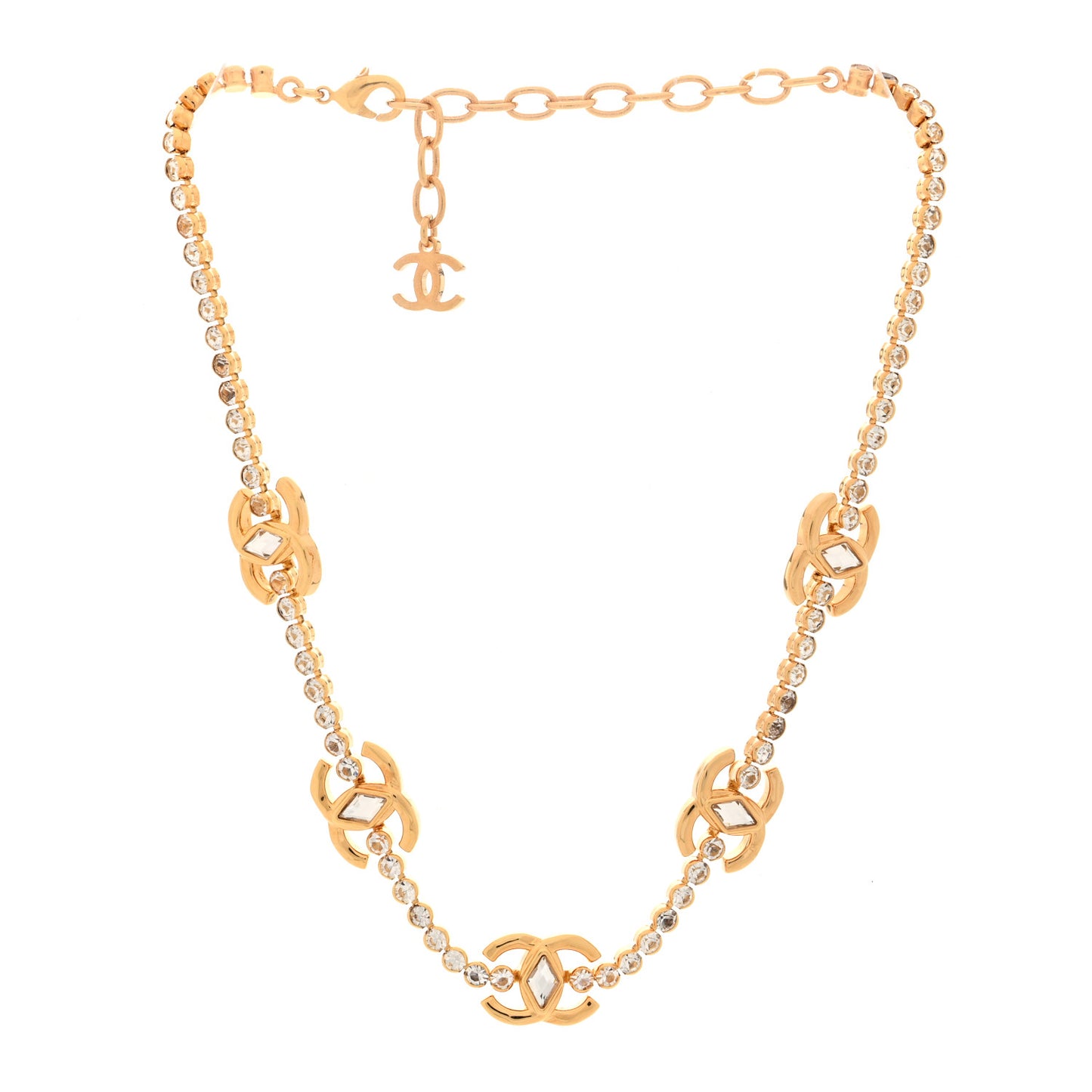 Metal Crystal CC Marquise Choker Gold