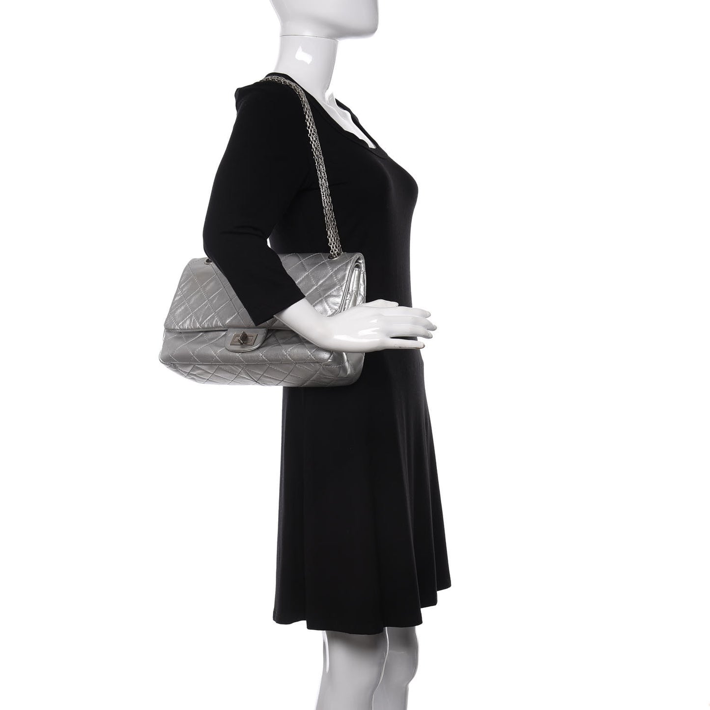 Metallic Lambskin Quilted 2.55 Reissue 227 Flap Silver