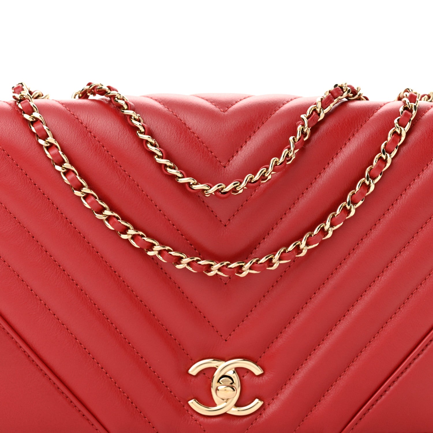 Chanel Calfskin Chevron Quilted Small Statement Flap Red 8 of 10