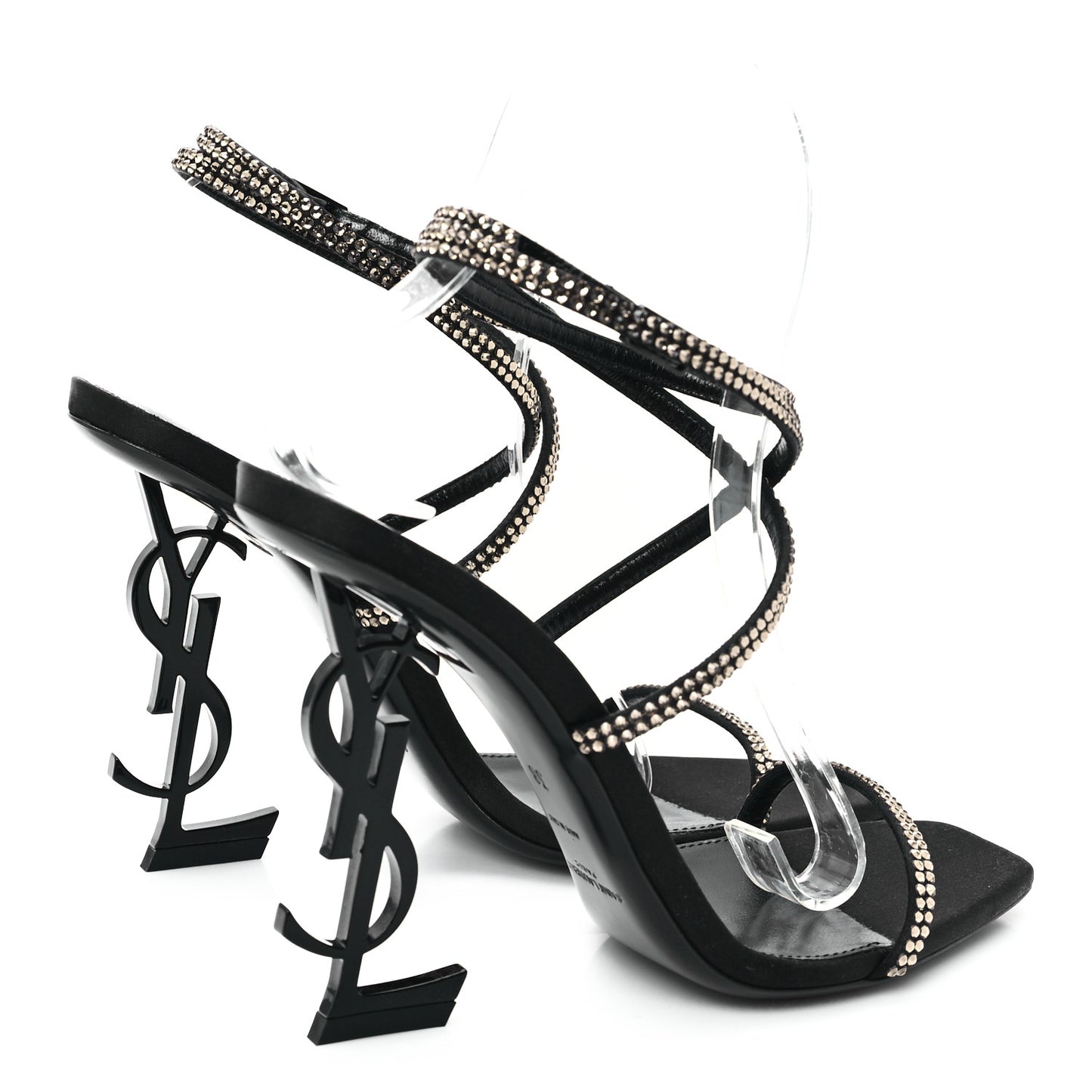 Crepe Satin Strass Opyum 110 Sandals 38 Black