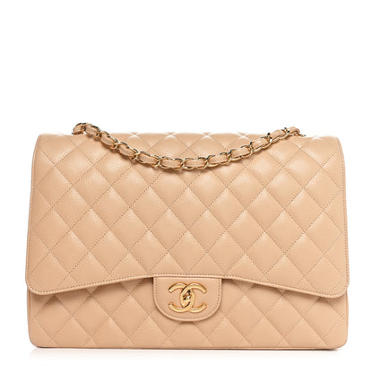 Chanel Caviar Quilted Maxi Double Flap Beige 1 of 10
