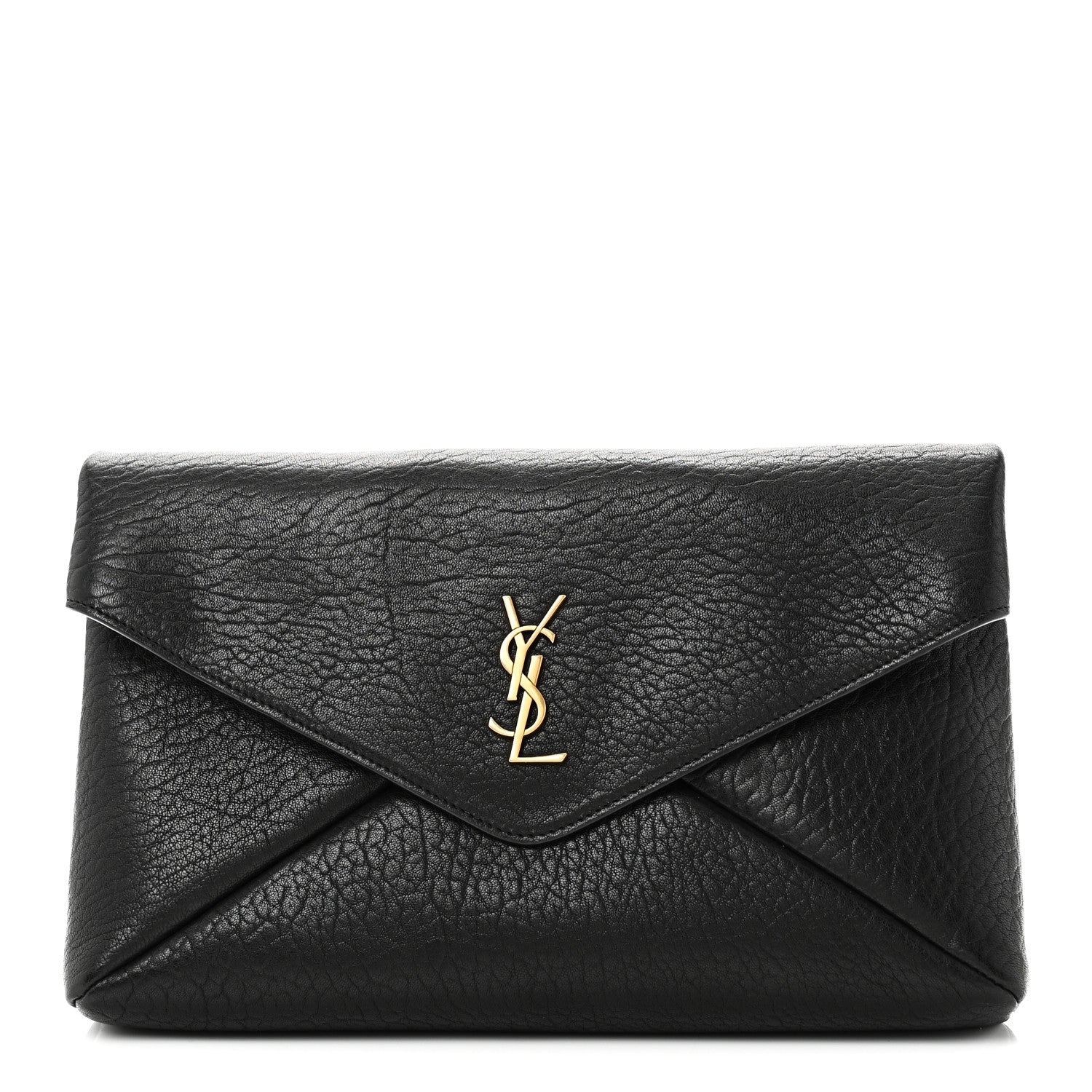 Saint Laurent Grained Lambskin Cassandre Envelope Pouch Black 1 of 9