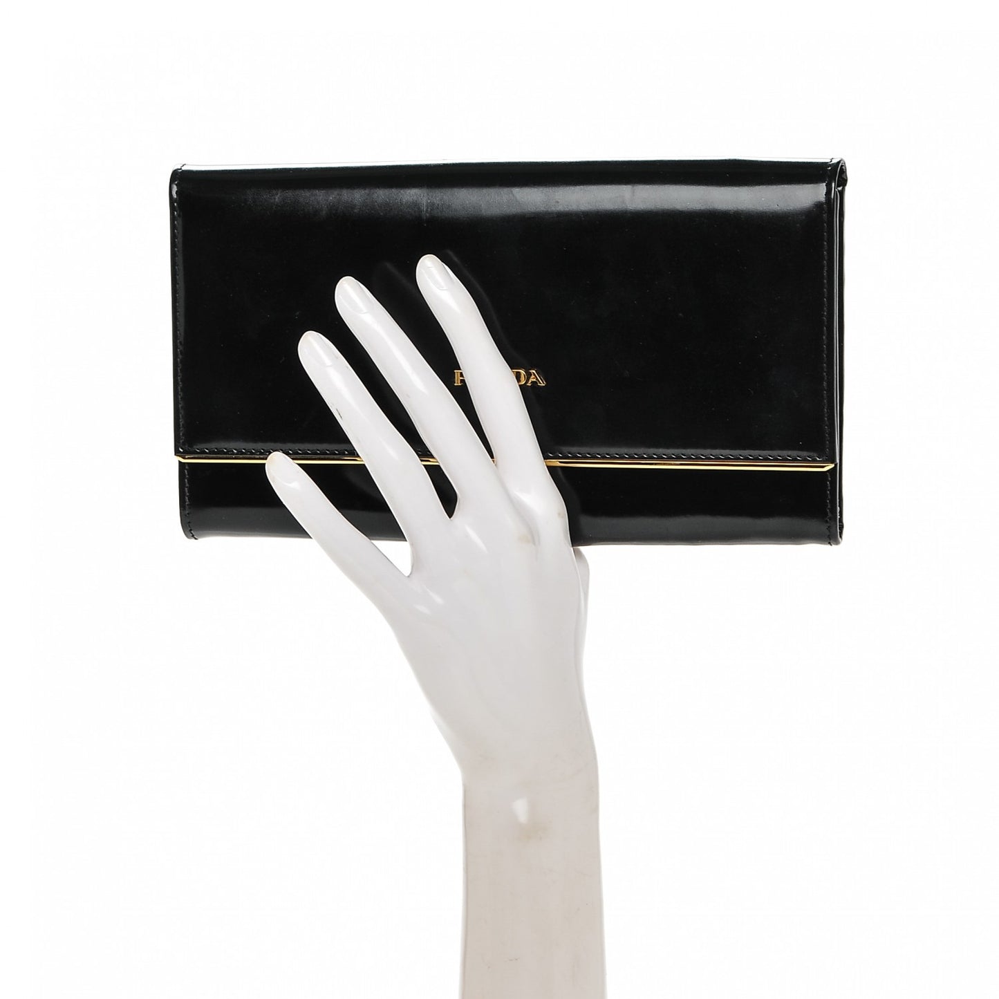 Spazzolato Metal Bar Flap Wallet Nero Black
