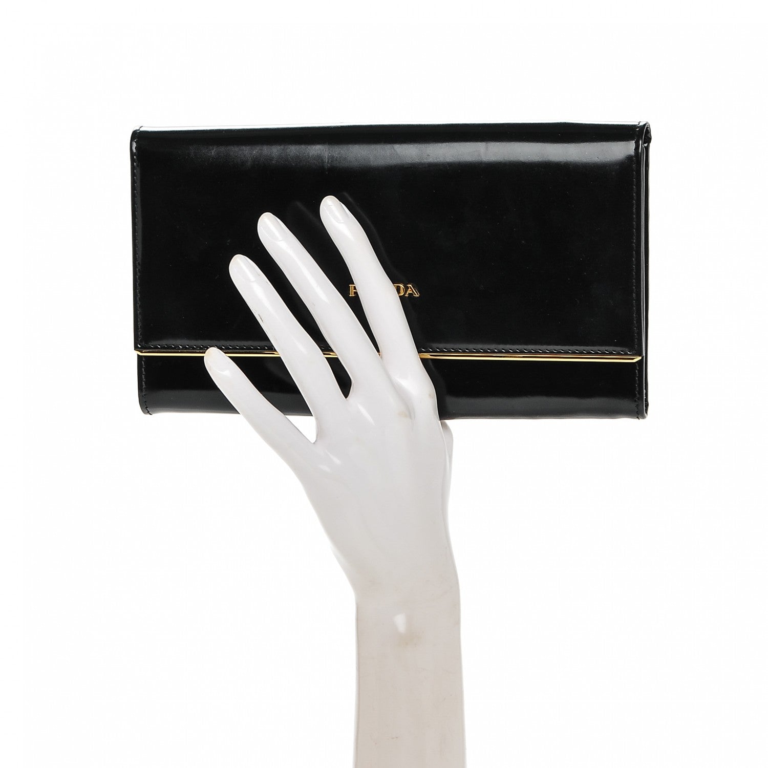 Prada Spazzolato Metal Bar Flap Wallet Nero Black 2 of 8