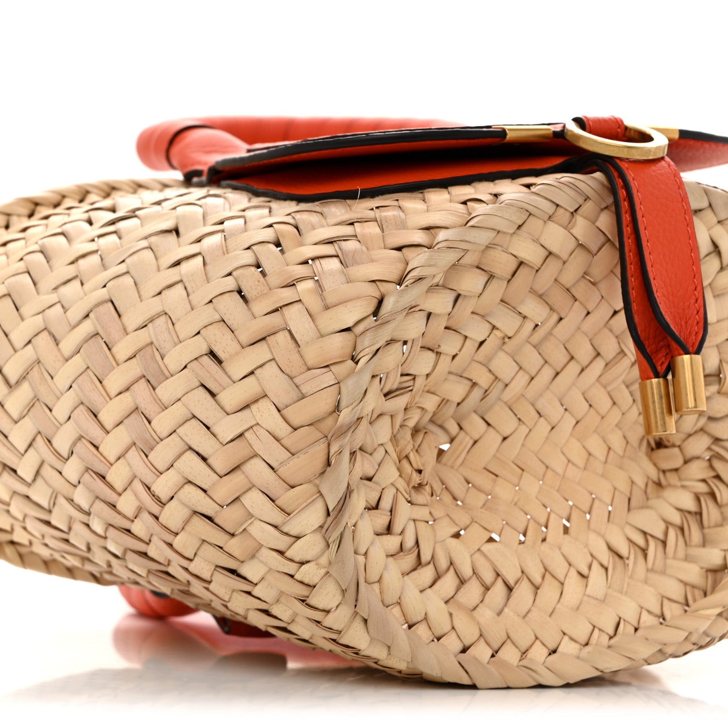 Chloe Raffia Small Grain Calfskin Medium Marcie Basket Orange 9 of 13