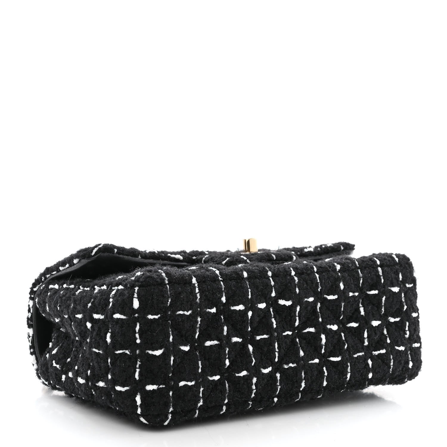 Chanel Tweed Quilted Mini Rectangular Flap Black White 4 of 10