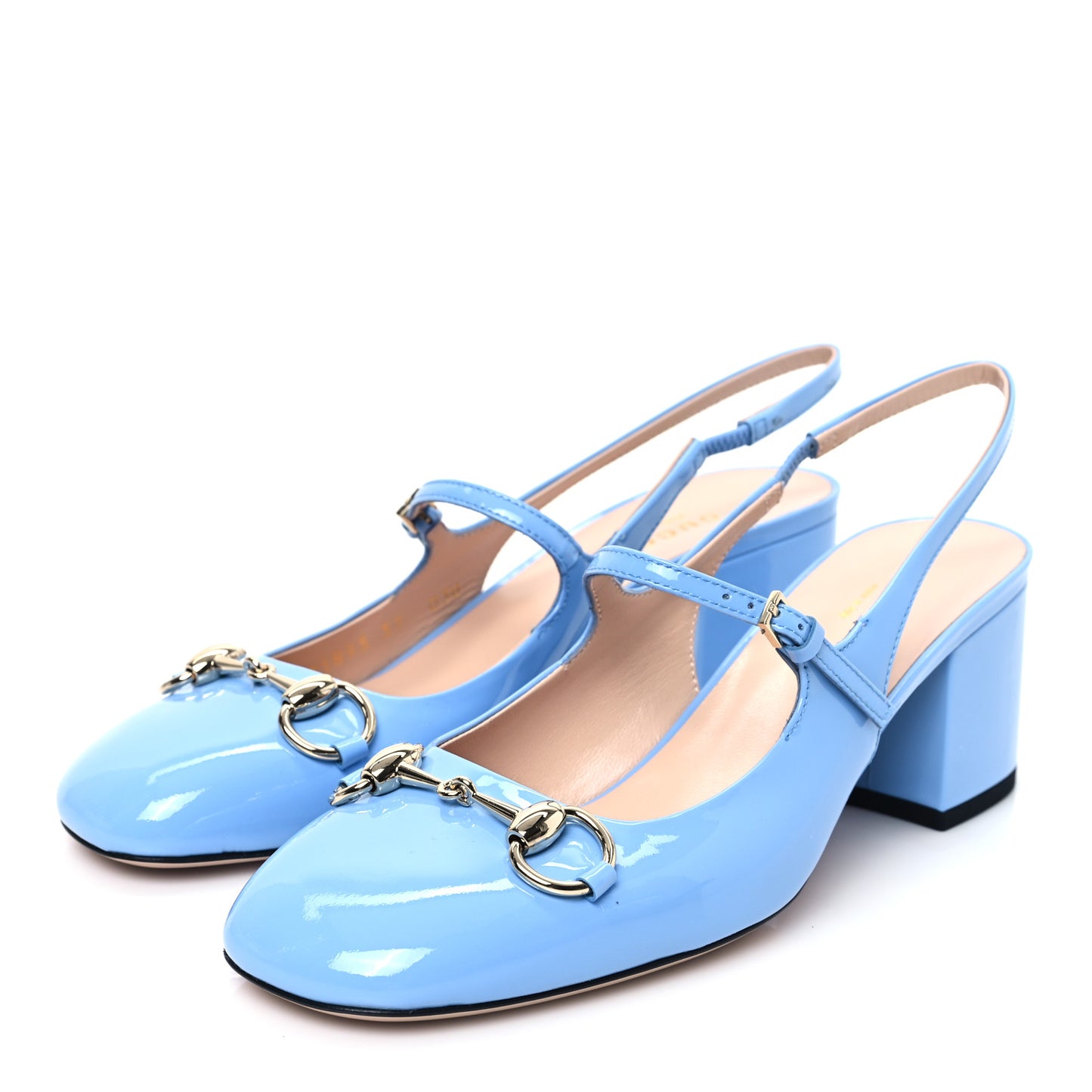 Vernice Crystal Horsebit Charlotte 42mm Slingback Pumps 37 Glacial Blue