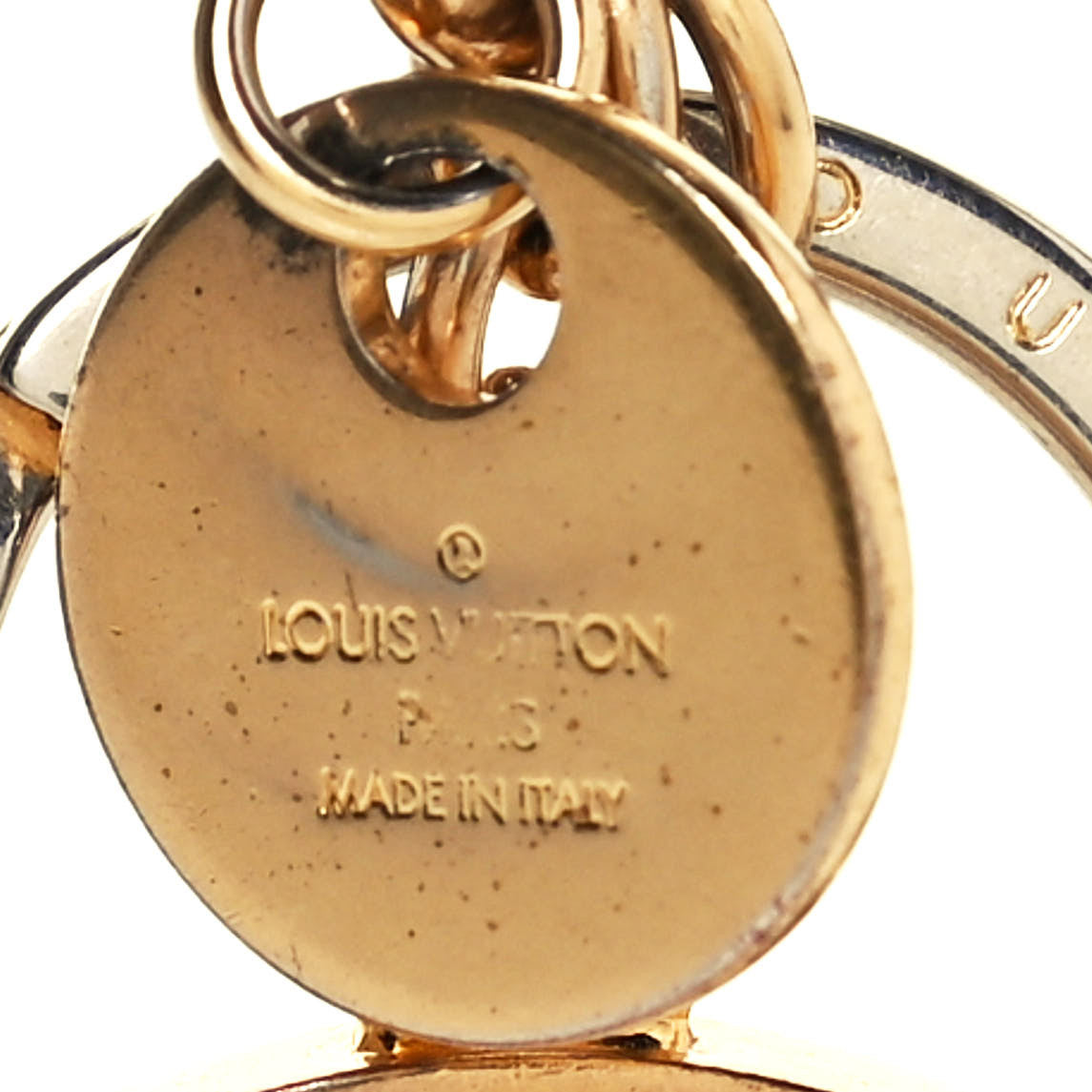 Metal LV Circle Bag Charm Key Holder Gold