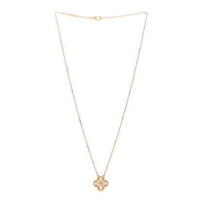 Van Cleef & Arpels 18K Yellow Gold Diamond Vintage Alhambra Pendant Necklace 3 of 4