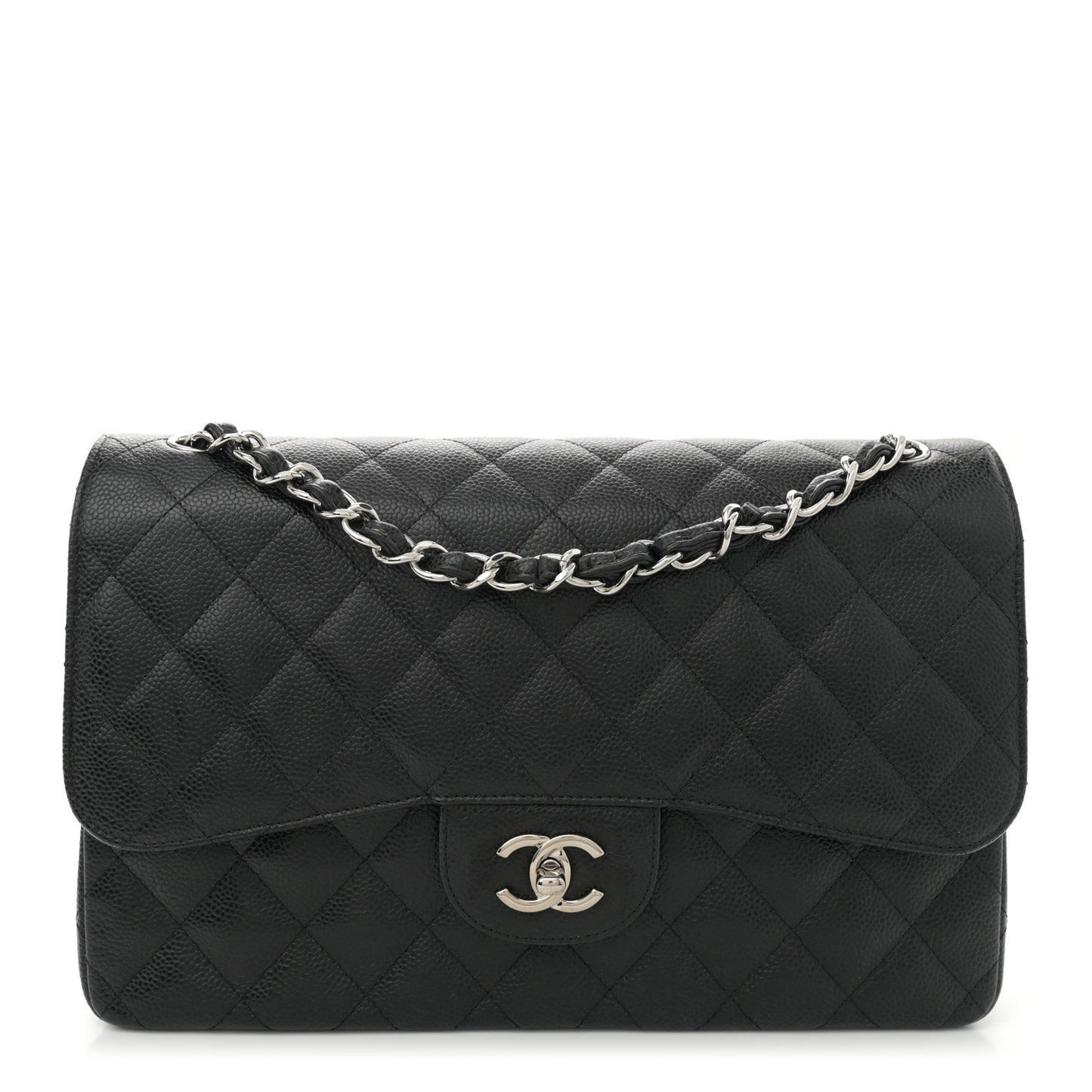 Caviar Quilted Jumbo Double Flap Black