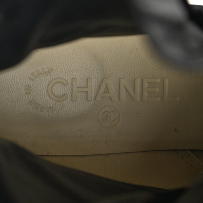 Chanel Sheepskin Quilted CC Tall Lace Up Combat Boots 39.5 Black 7 of 10