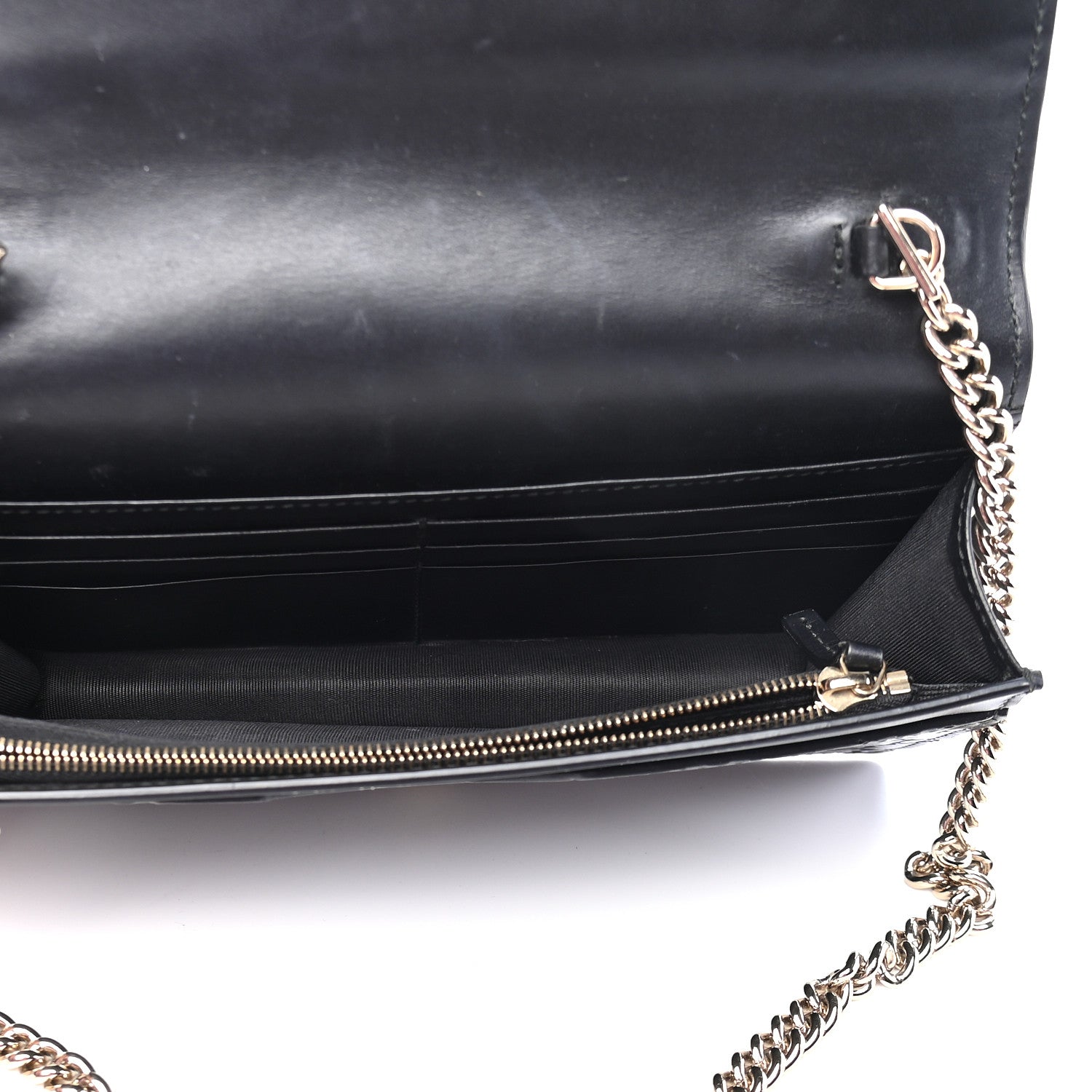 Gucci Guccissima Signature Bowy Chain Wallet Black 5 of 9