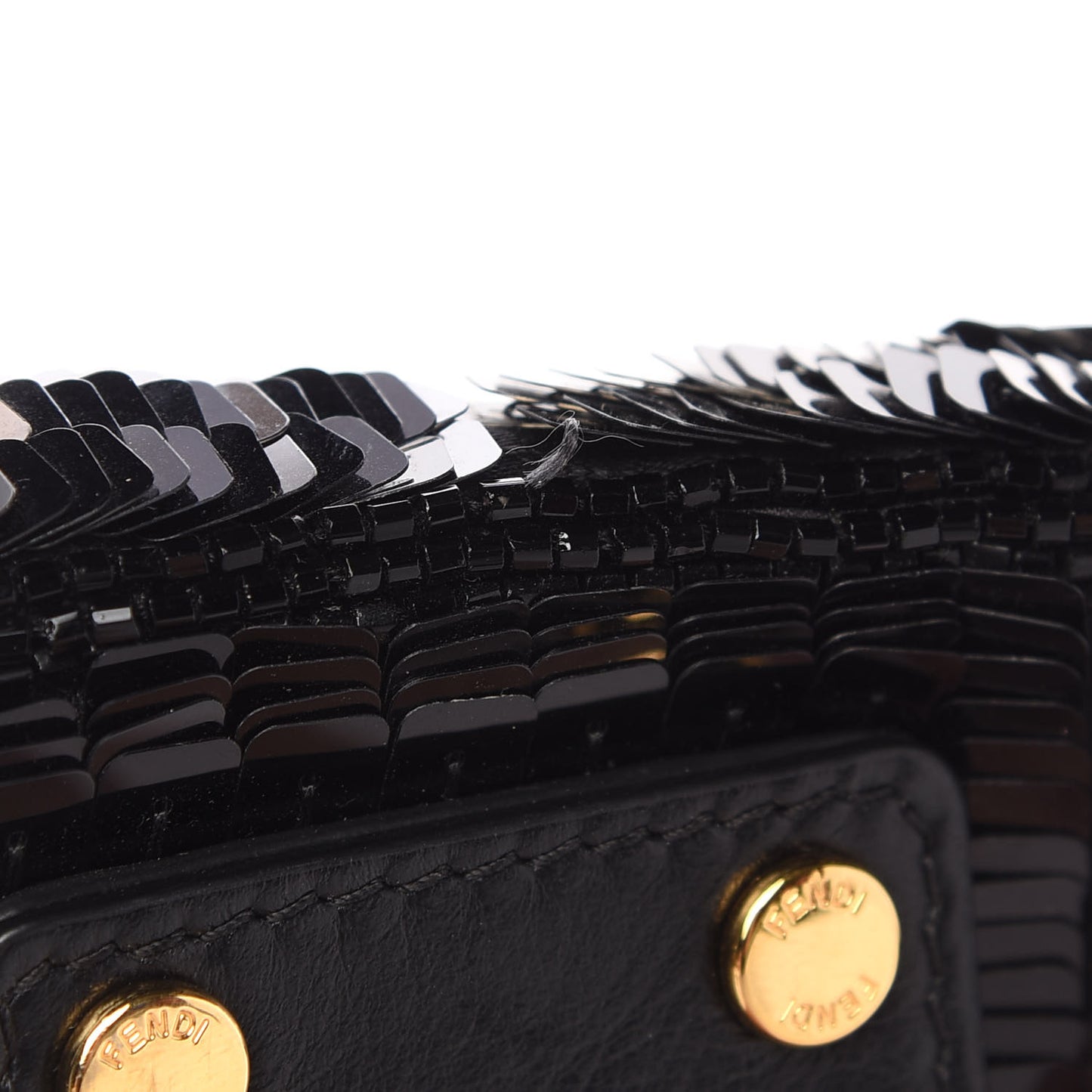 Sequin Paillettes Shiny Nappa Sex and the City Nano Baguette Belt Charm Black