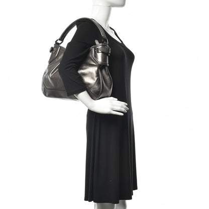 Burberry Metallic Calfskin Shoulder Bag Anthracite 2 of 9