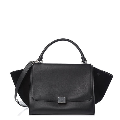 Celine Drummed Calfskin Suede Medium Trapeze Black 1 of 9