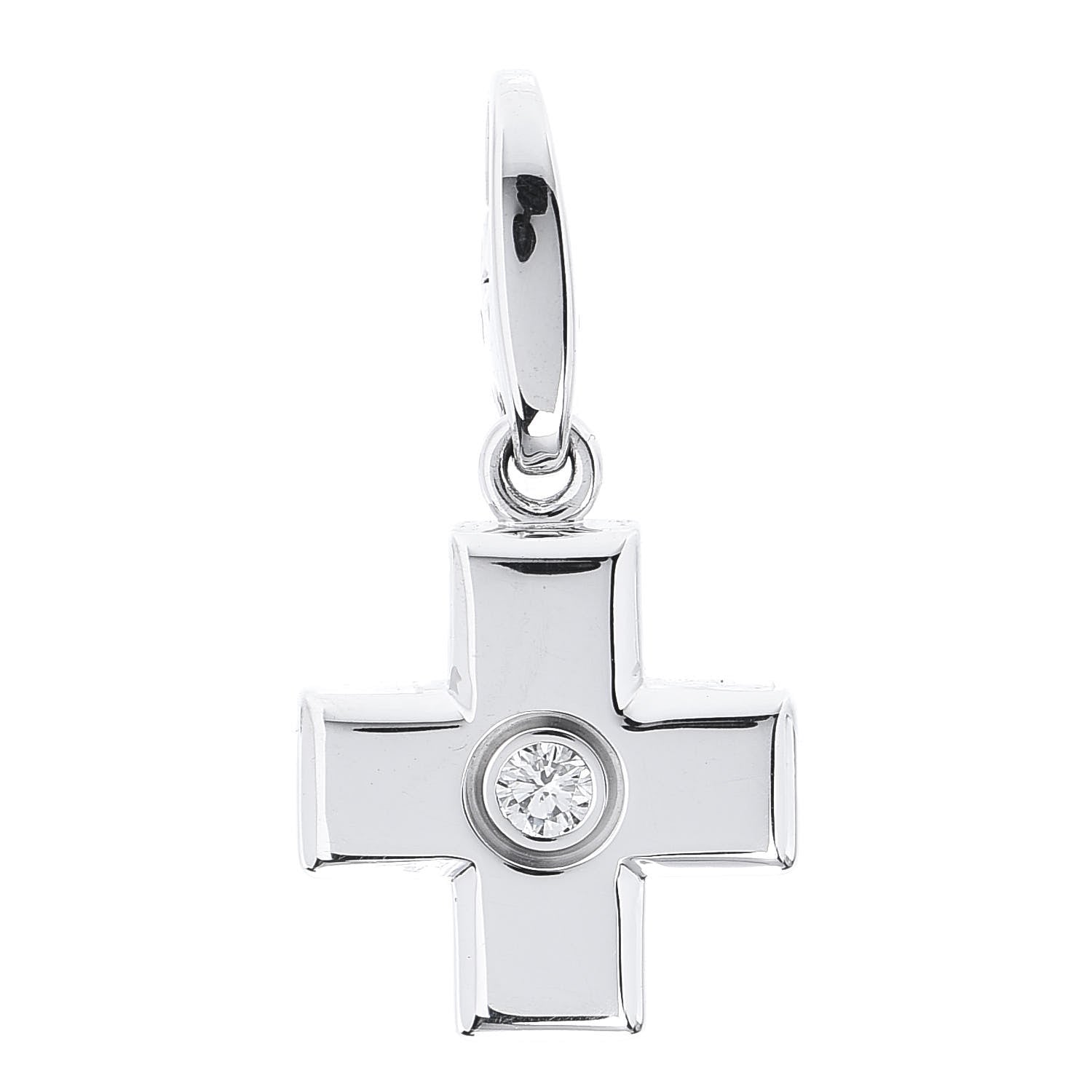 Cartier 18K White Gold Diamond Cross Charm 1 of 3