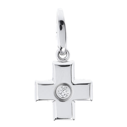 Cartier 18K White Gold Diamond Cross Charm 1 of 3