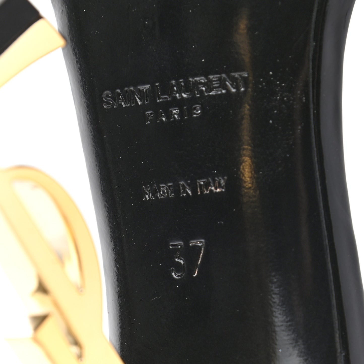 Patent Calfskin Opyum 110 Sandals 37 Black Gold