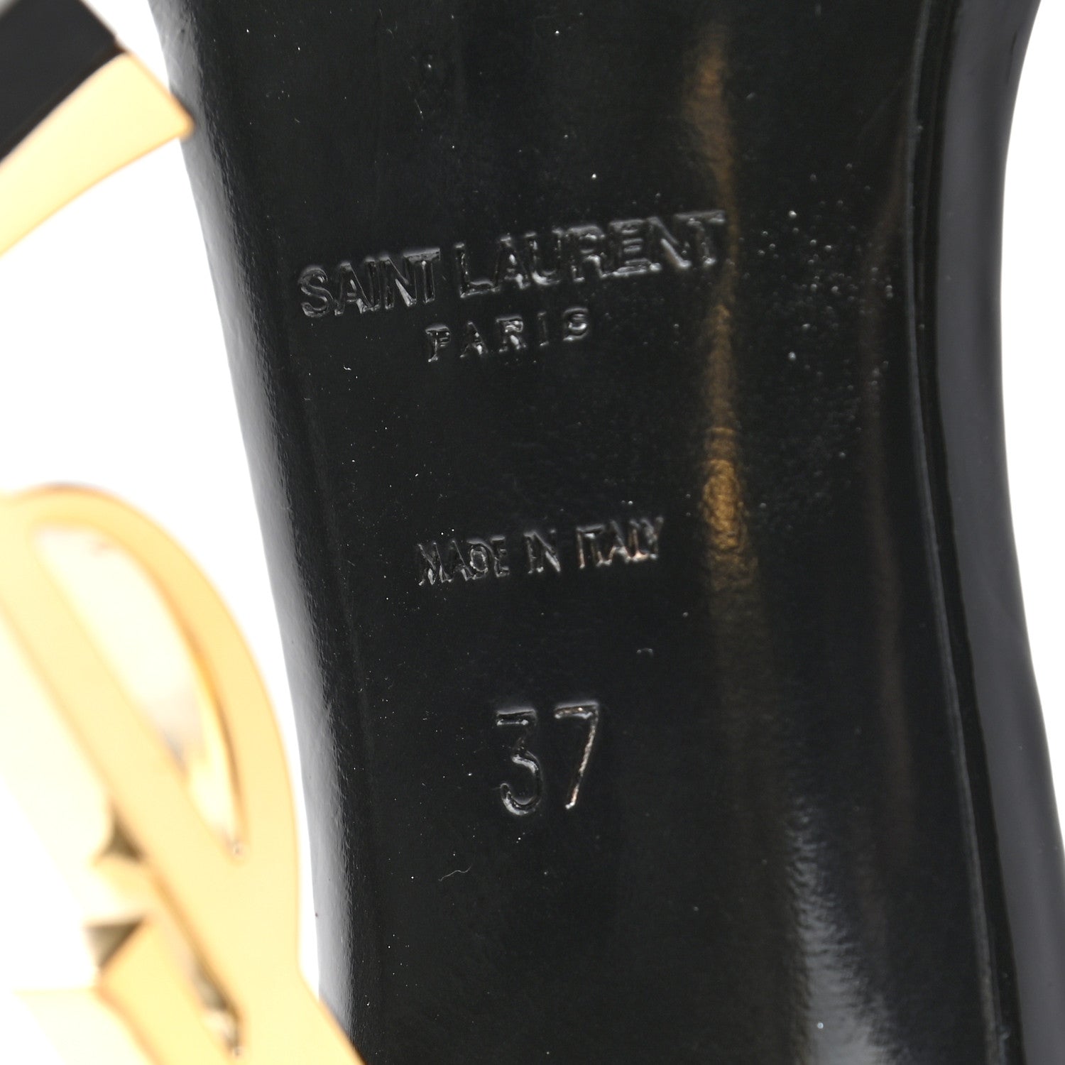 Saint Laurent Patent Calfskin Opyum 110 Sandals 37 Black Gold 6 of 11