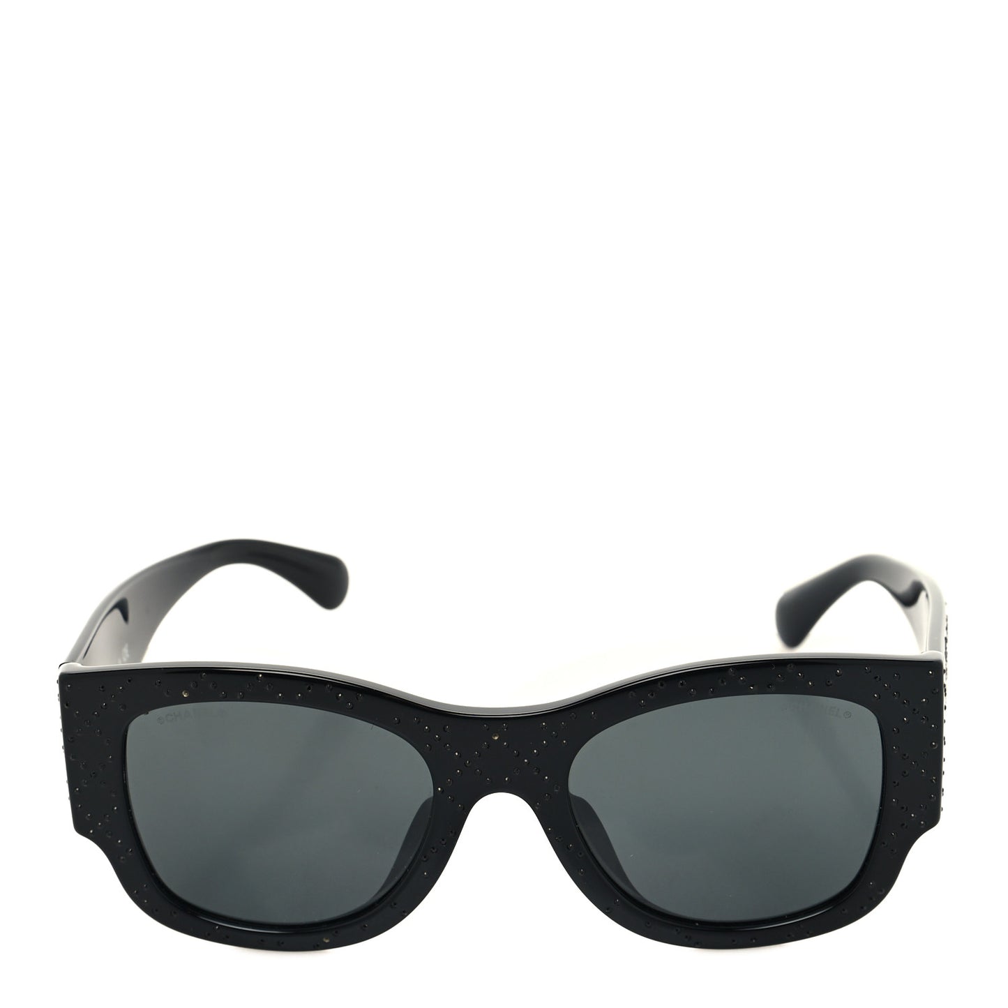 Acetate Strass Rectangle Sunglasses 5421B Black