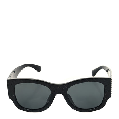 Chanel Acetate Strass Rectangle Sunglasses 5421B Black 2 of 8