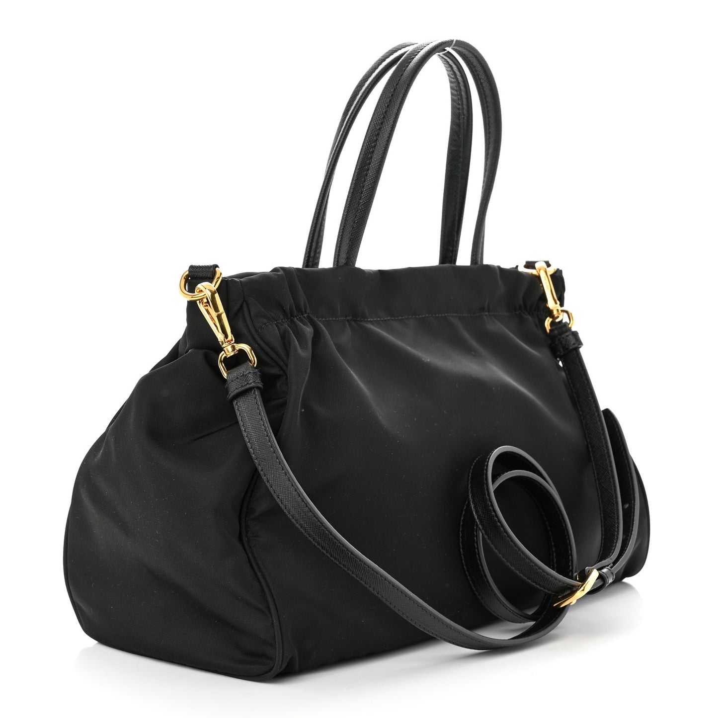 Tessuto Nylon Saffiano Shopping Tote Black