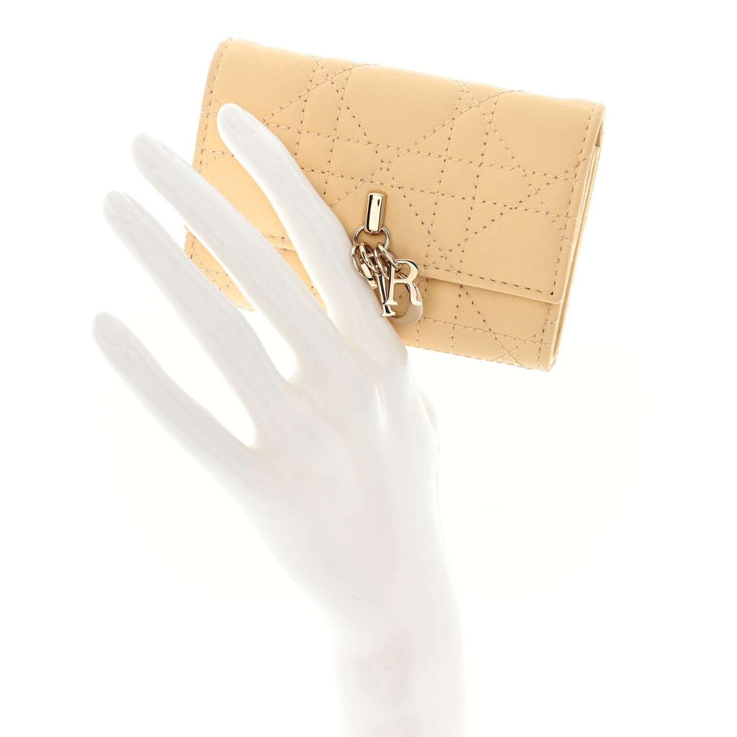 Lambskin Cannage Miss Dior Glycine Wallet Pastel Light Yellow