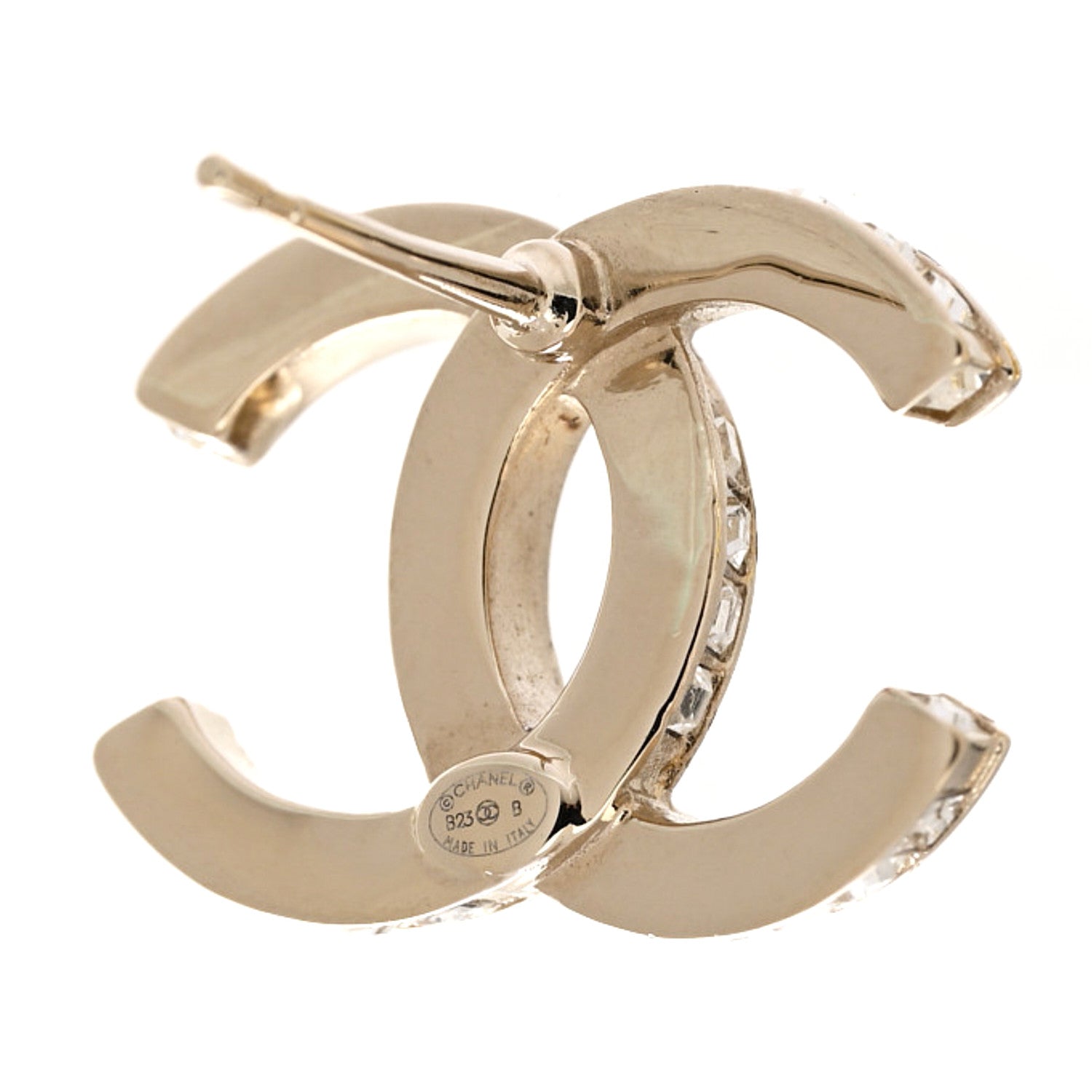 Chanel Metal Baguette Crystal CC Earrings Gold 4 of 4