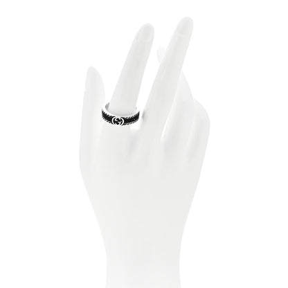 Gucci Sterling Silver Enamel Interlocking G Band Ring 58 8.25 2 of 7