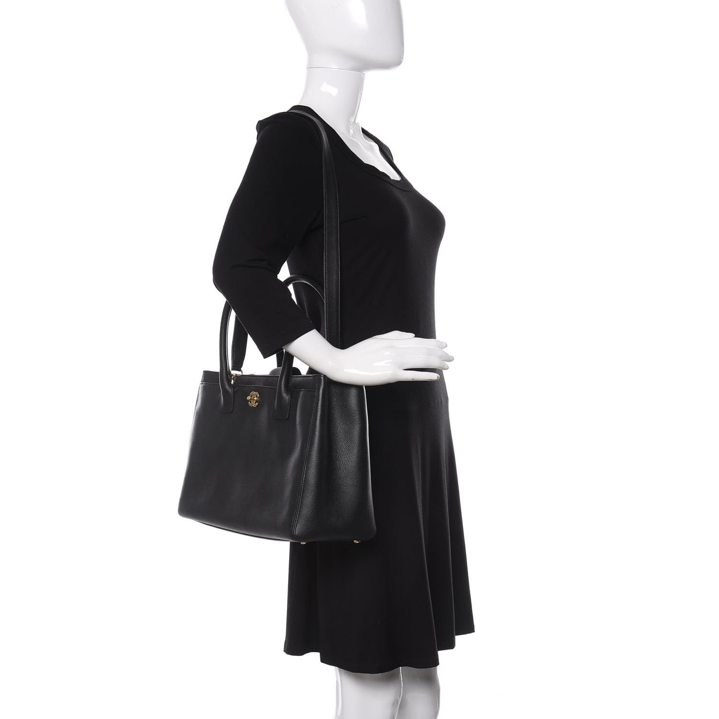 Calfskin Cerf Shopper Tote Black