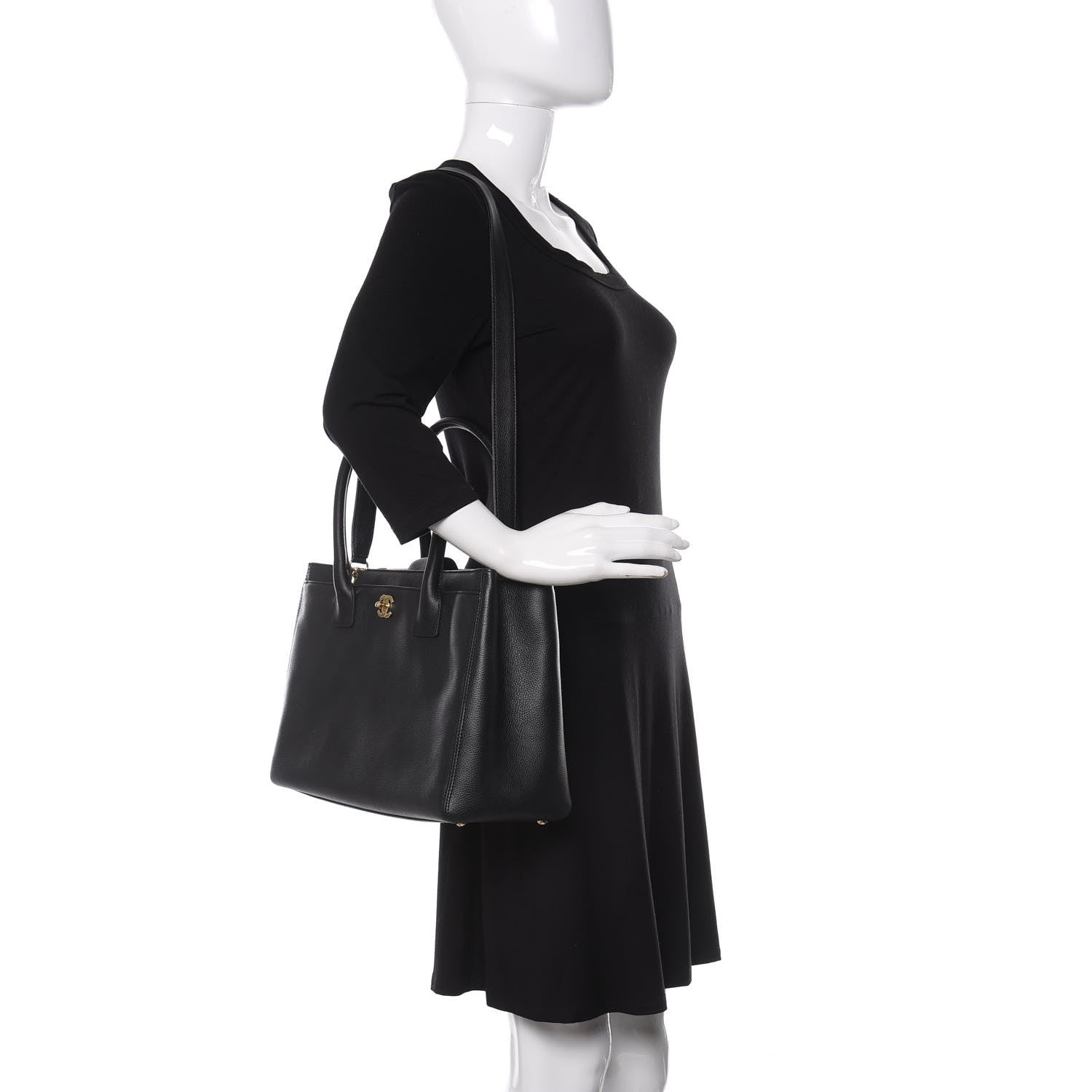Chanel Calfskin Cerf Shopper Tote Black 2 of 11