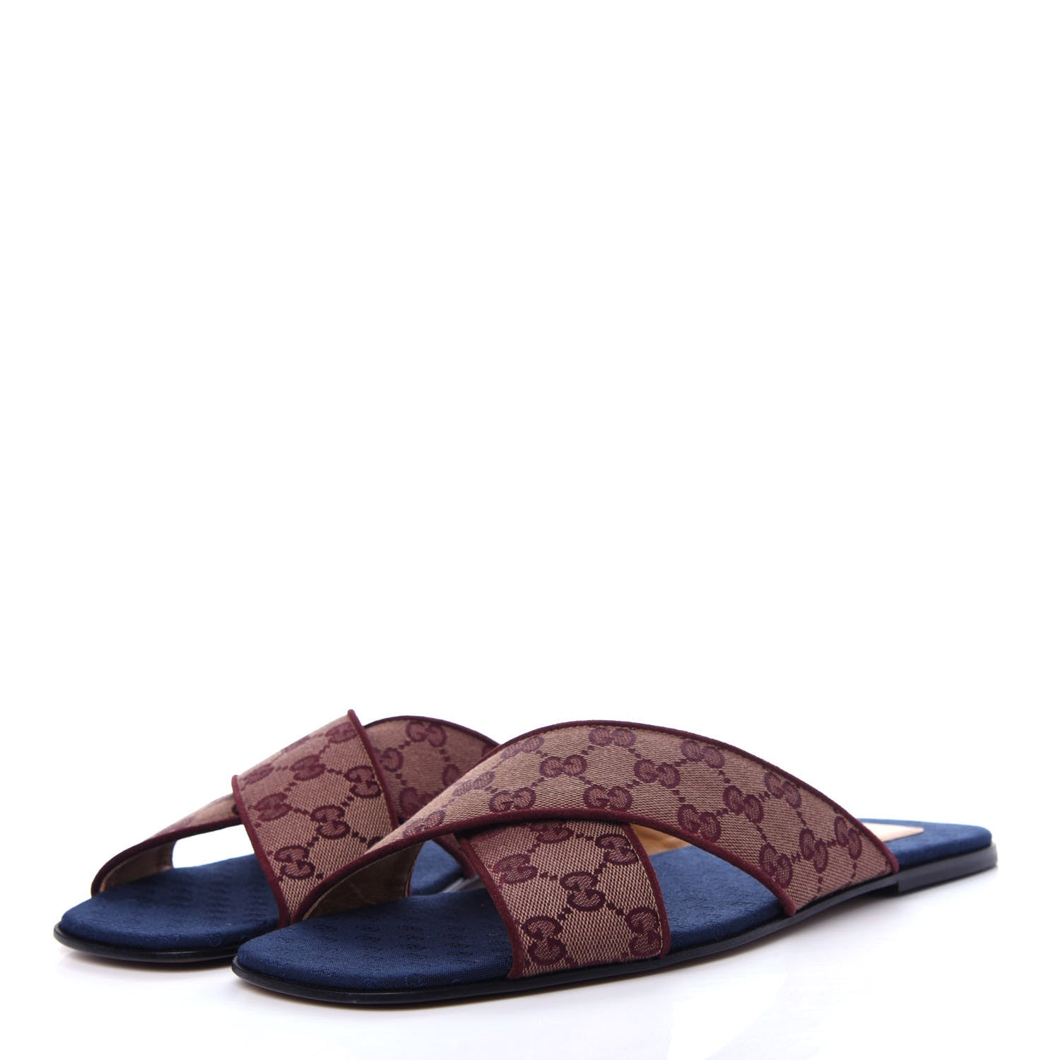 Gucci Canvas GG Monogram Mens Criss Cross Slide Sandals 12 Sahara Rubino Chardonnay 3 of 11