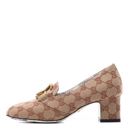 Gucci Monogram GG Victoire 55mm Loafer Pumps 35.5 Beige Ruggine 1 of 9