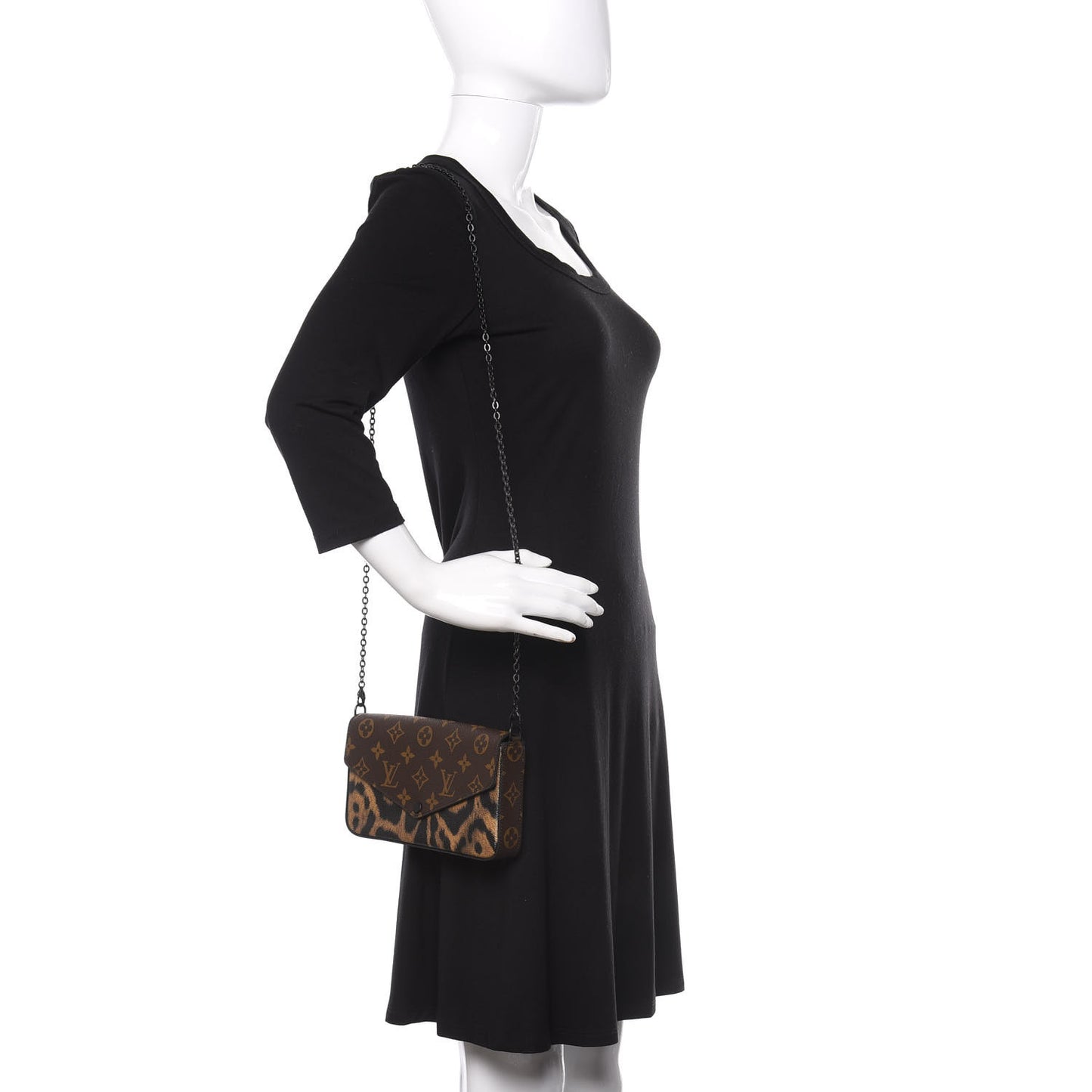 Monogram Animal Print Pochette Felicie Chain Wallet