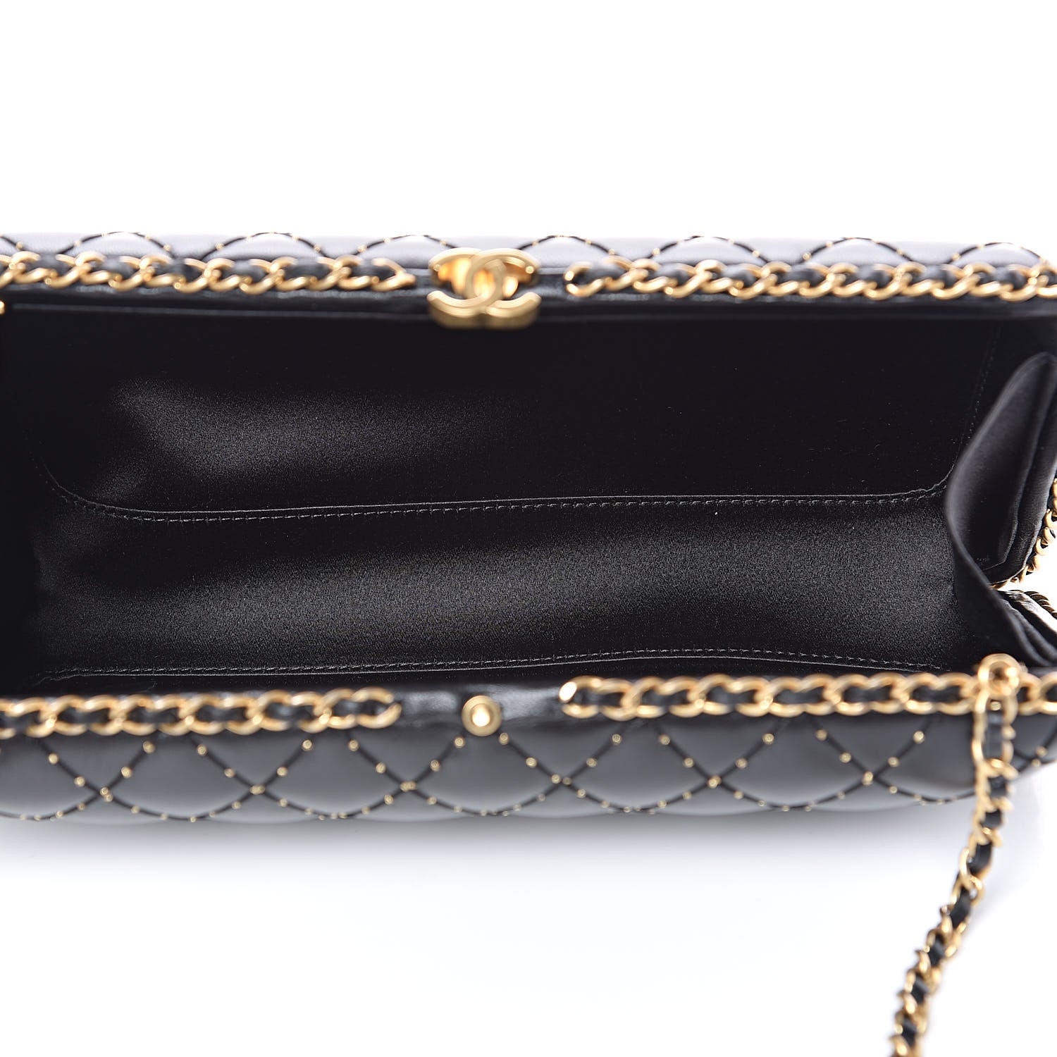 Chanel Lambskin Quilted Chain Around Clutch Black 5 of 10